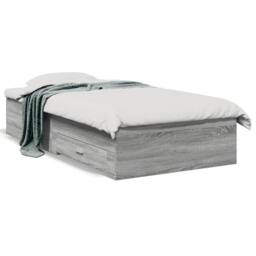 Berkfield Home Modern Bed Frame w/Drawers Frame Grey Sonoma 75x190 cm Small Single - thumbnail 3