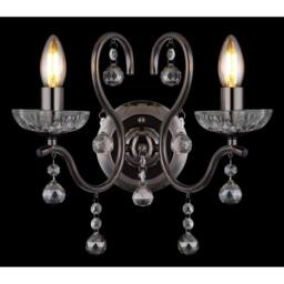 Netlighting Camila Candle Wall Lamp Gunmetal Crystals Clear Glass Shade 2x E14 in Grey - thumbnail 5