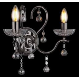 Netlighting Camila Candle Wall Lamp Gunmetal Crystals Clear Glass Shade 2x E14 in Grey - thumbnail 4