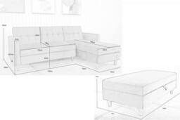Furniture Maxi Destin Reversible Velvet Corner Sofa With Storage Chaise & Ottoman Bench in Green - thumbnail 6