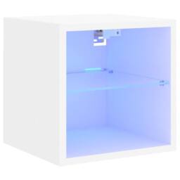 Berkfield Home TV Wall Cabinet with LED Lights White 30x28.5x30 cm - thumbnail 3