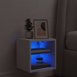 Berkfield Home TV Wall Cabinet with LED Lights White 30x28.5x30 cm - thumbnail 1