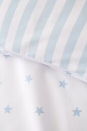 Bianca 'Mini Star & Stripes' Reversible Cotton Duvet Cover Set in Blue - Size: Single - thumbnail 4