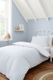 Bianca 'Mini Star & Stripes' Reversible Cotton Duvet Cover Set in Blue - Size: Single - thumbnail 2