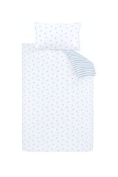 Bianca 'Mini Star & Stripes' Reversible Cotton Duvet Cover Set in Blue - Size: Single - thumbnail 5