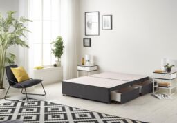 Somnior Universal Divan Bed Base with 2 Drawers Plush Velvet in Black - Size: Small Double - thumbnail 2