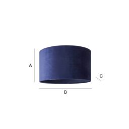 ValueLights Reni Navy Blue Velvet Easy Fit Drum Ceiling Lamp Shade - Size: Medium - thumbnail 7