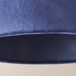ValueLights Reni Navy Blue Velvet Easy Fit Drum Ceiling Lamp Shade - Size: Medium - thumbnail 5