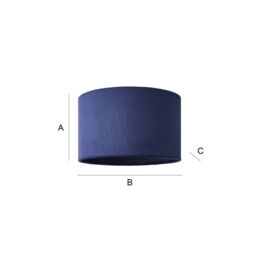 ValueLights Reni Navy Blue Velvet Easy Fit Drum Ceiling Lamp Shade - Size: Medium - thumbnail 9