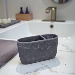 Showerdrape Octavia Bathroom Accessory Set - Soap Dish & Toothbrush Holder in Grey - thumbnail 2