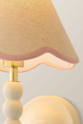 ValueLights Bobbins Cream Bobble Wall Light with Trim Linen Lamp Shade & Bulb in Baby Pink - thumbnail 4