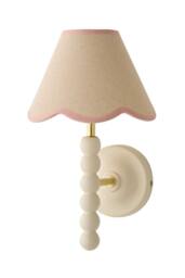 ValueLights Bobbins Cream Bobble Wall Light with Trim Linen Lamp Shade & Bulb in Baby Pink - thumbnail 6