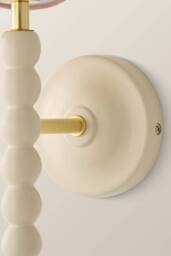 ValueLights Bobbins Cream Bobble Wall Light with Trim Linen Lamp Shade & Bulb in Baby Pink - thumbnail 5