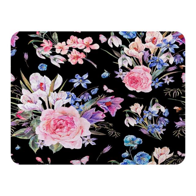 Benjamin Tate Design Bright Pink Flowers On Black Blanket in Natural - Size: 120 cm x 150 cm - image 1