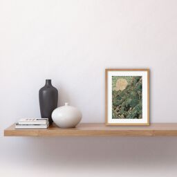 "Artery8 Wall Art Print Climb Every Mountain Hikers at Sunrise Linocut Artwork Framed 9X7 Inch in Beige - Size: W7"" x H9""" - thumbnail 2