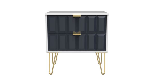 Ready Assembled 2 U Metro 2 Drawer Side Table (Ready Assembled) in Dark Blue - image 1