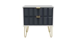 Ready Assembled 2 U Metro 2 Drawer Side Table (Ready Assembled) in Dark Blue - thumbnail 1