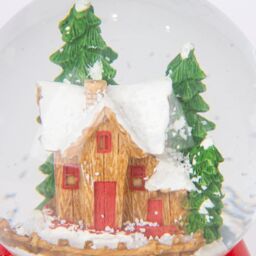 Shatchi Musical Christmas Snowglobe Large Water Ball Features Christmas Santa Tree Scene Cute Resin Base Decorations in Red - thumbnail 4