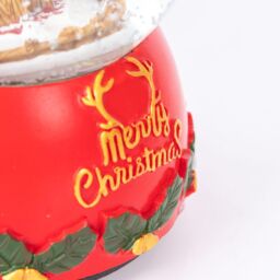Shatchi Musical Christmas Snowglobe Large Water Ball Features Christmas Santa Tree Scene Cute Resin Base Decorations in Red - thumbnail 5