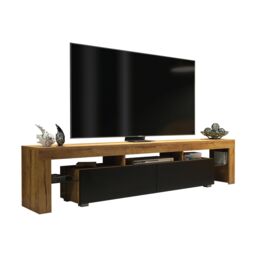 Creative Furniture TV Unit 200cm Modern - Oak with Matt Black Doors in Brown - thumbnail 5