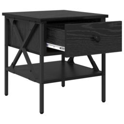 Berkfield Home Bedside Table Black Oak 40x42x45 cm Engineered Wood - Size: 40 x 42 x 45 cm - thumbnail 5