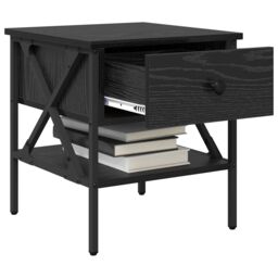 Berkfield Home Bedside Table Black Oak 40x42x45 cm Engineered Wood - Size: 40 x 42 x 45 cm - thumbnail 3
