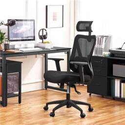 Kelvenix Ergonomic Office Chair Adjustable in Black - Size: 0.6m2 - thumbnail 3