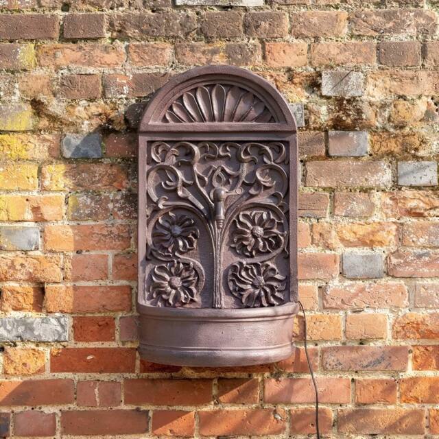 Primrose Wall Fountain Water Feature Ornate Design Tap Spout 'Arbury Rust' 72cm in Stone - image 1
