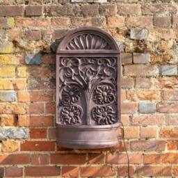 Primrose Wall Fountain Water Feature Ornate Design Tap Spout 'Arbury Rust' 72cm in Stone
