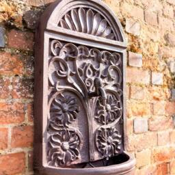 Primrose Wall Fountain Water Feature Ornate Design Tap Spout 'Arbury Rust' 72cm in Stone - thumbnail 2