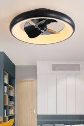 Living and Home Industrial Style Ceiling Mount LED Fan Light in Black - thumbnail 3