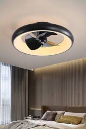 Living and Home Industrial Style Ceiling Mount LED Fan Light in Black - thumbnail 1