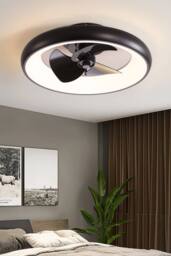 Living and Home Industrial Style Ceiling Mount LED Fan Light in Black - thumbnail 2
