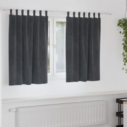 Berkfield Home Blackout Curtains with Hanging Loops 2 pcs Light Grey Velvet - thumbnail 1