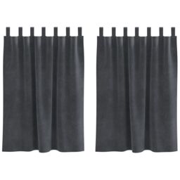 Berkfield Home Blackout Curtains with Hanging Loops 2 pcs Light Grey Velvet - thumbnail 2