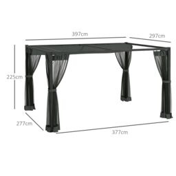 OUTSUNNY Pergola with Retractable Roof & Netting, Dark Grey - thumbnail 3