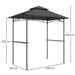 OUTSUNNY 8' x 5' Double Tiered BBQ Gazebo Shelter with LED Lights in Dark Grey - thumbnail 3