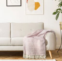 New Edge Blinds Geo Diamond Collection Cotton Throw in Pink - Size: 178 cm x 254 cm - thumbnail 3