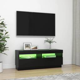 Berkfield Home TV Cabinet with LED Lights Black 100x35x40 cm - Size: 100 x 35 x 40 cm - thumbnail 4