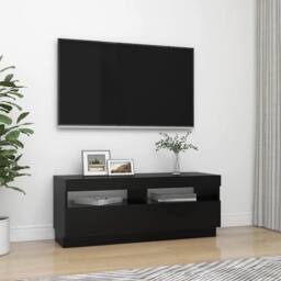 Berkfield Home TV Cabinet with LED Lights Black 100x35x40 cm - Size: 100 x 35 x 40 cm - thumbnail 6