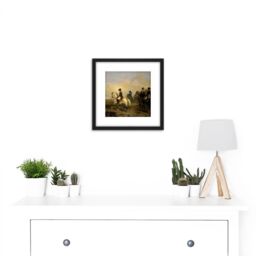 Artery8 Vernet Emperor Napoleon Riding Horse Painting 8X8 Inch Square Wooden Framed Wall Art Print Picture with Mount in Black - thumbnail 2