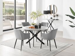 FurnitureboxUK Novara Grey Concrete Effect Black Leg 120cm Round Dining Table & 4 Calla Black Leg Chairs - thumbnail 4