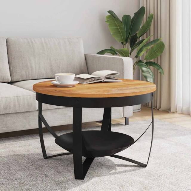 Berkfield Home Durable Coffee Table Ã˜68x43 cm Solid Acacia Wood in Brown - Size: 68x43 cm - image 1
