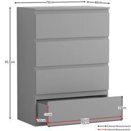Home Discount Vida Designs Denver Bedroom Set (2 Dr Bedside, 4 Dr Chest, Wardrobe) in Grey - thumbnail 3