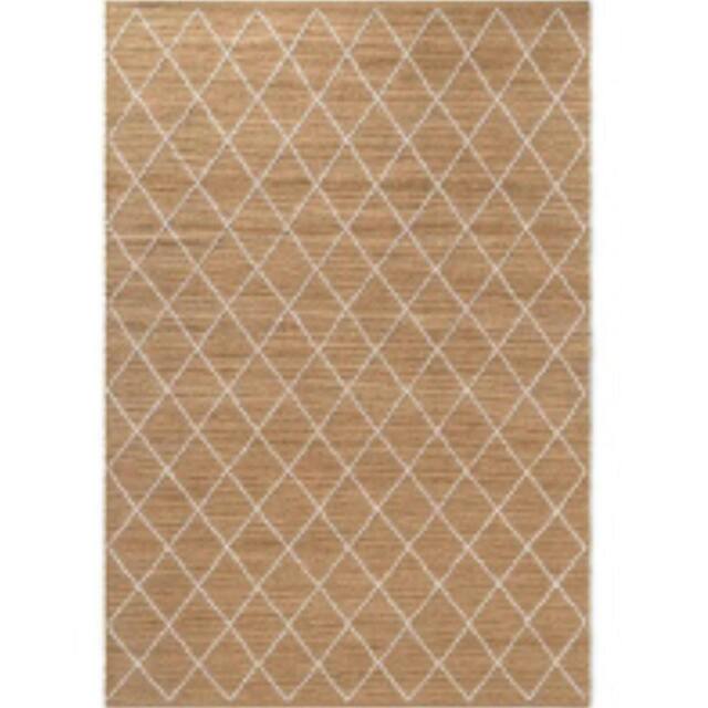 THE RUGS Kunu Jute Rug Handwoven Natural Diamond Design Durable & Stylish in Beige - Size: 80 cm x 150 cm - image 1
