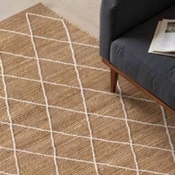 THE RUGS Kunu Jute Rug Handwoven Natural Diamond Design Durable & Stylish in Beige - Size: 80 cm x 150 cm - thumbnail 7