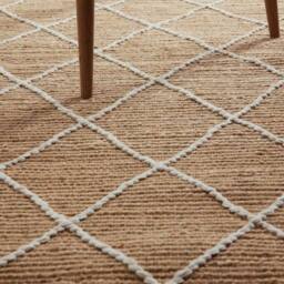 THE RUGS Kunu Jute Rug Handwoven Natural Diamond Design Durable & Stylish in Beige - Size: 80 cm x 150 cm - thumbnail 3
