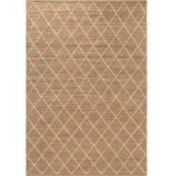 THE RUGS Kunu Jute Rug Handwoven Natural Diamond Design Durable & Stylish in Beige - Size: 80 cm x 150 cm - thumbnail 1