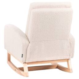 Wyld and Coco Kids HighBack Rocking Chair - Light Beige Bouclé Rubberwood Rockers - thumbnail 6