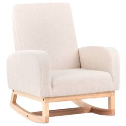 Wyld and Coco Kids HighBack Rocking Chair - Light Beige Bouclé Rubberwood Rockers - thumbnail 3